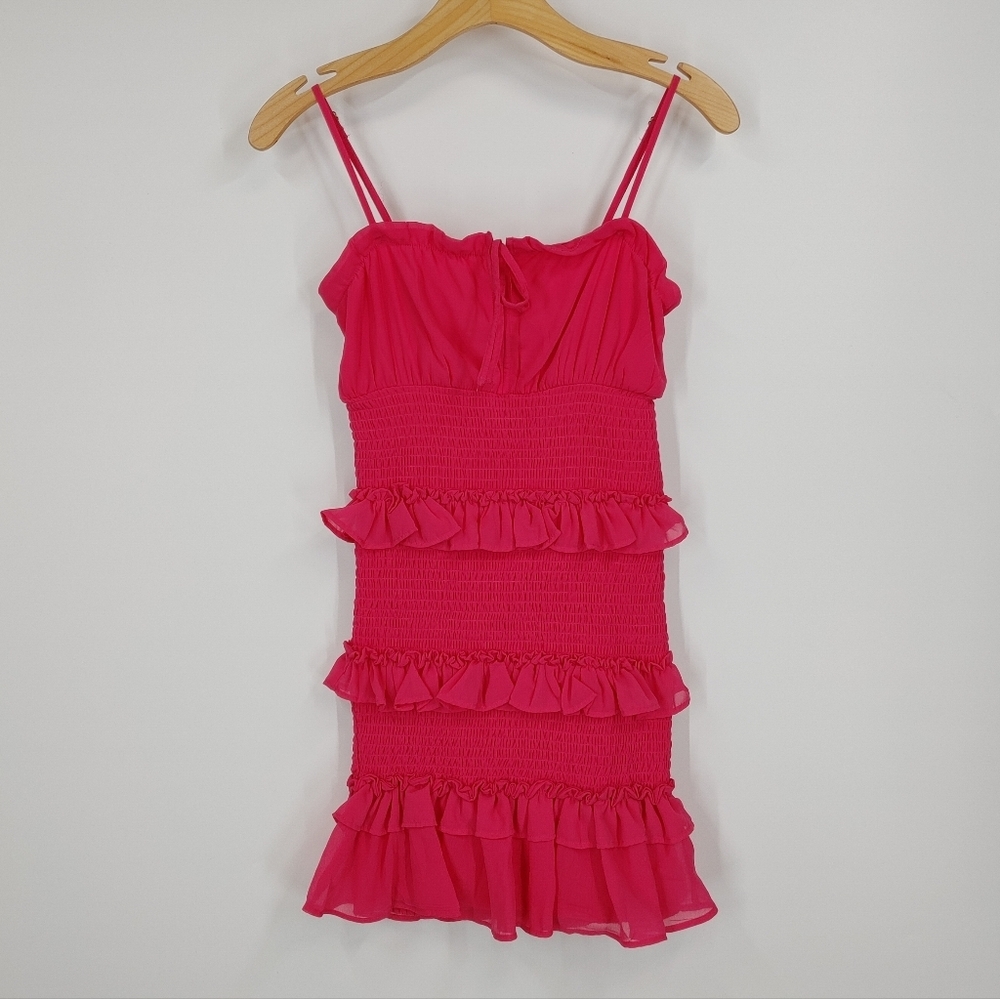 Guess Milania Smocked Ruffle Bodycon Dress